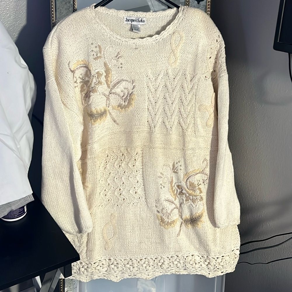 Vintage Jacque & KoKo knit embroidery sweater size 26/28
